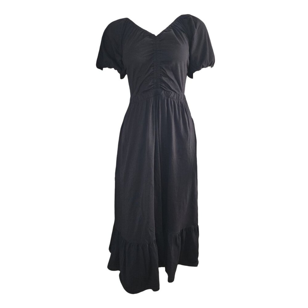 Downeast Dress Womens‎ Size M Medium Solid All Black Milkmaid Goth Cottage Core